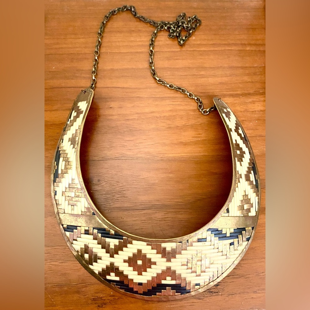 Brass basket weave necklace